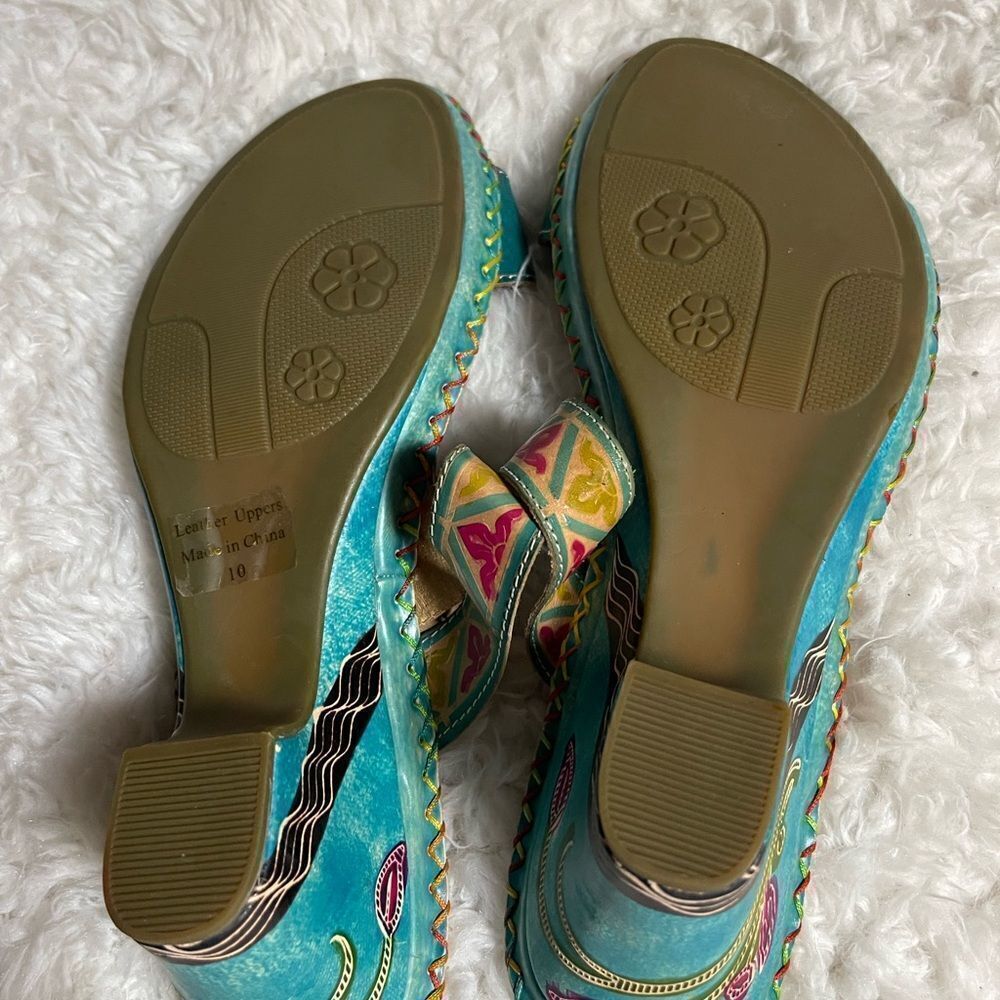 Elite by Corkys Women's Sandals New Size 10 Navaho Style Turquoise - Picture 13 of 13
